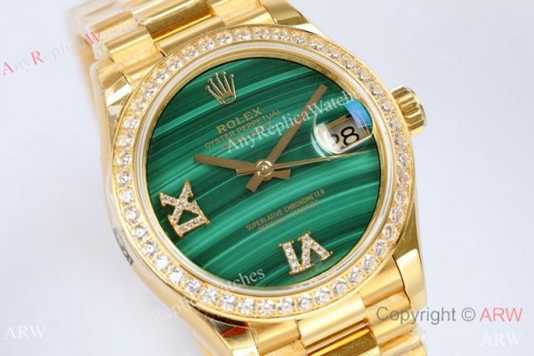 EW Factory Rolex Oyster Perpetual Datejust 31mm Watch Malachite Face Diamond Bezel (5)