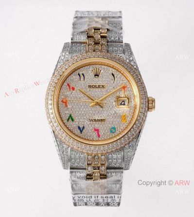 TW Factory Swiss Grade Rolex Datejust 41 Watches 2-Tone Iced Out Case