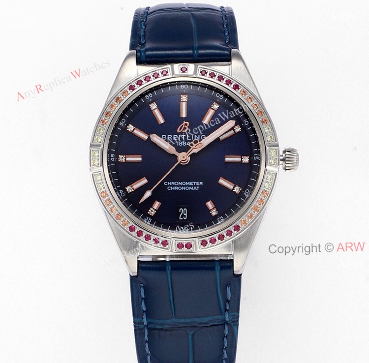 New Breitling Women's Chronomat South Sea Blue Dial Replica Watch 36mm (1)