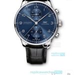 Replica IWC Portuguese 7750 Watch Blue Dial Arabic Markers Rose Gold Bezel (3)