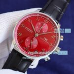 Swiss 7750 IWC Portuguese Copy Watch Black Dial Arabic Markers Silver Bezel (10)