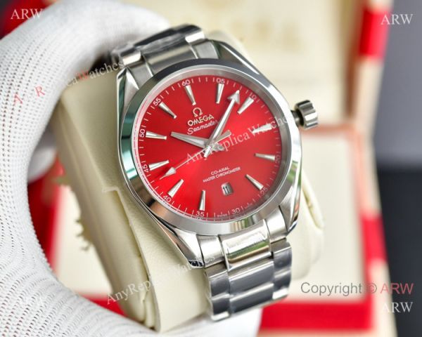 Replica Omega Seamaster Aqua Terra Cherry Dial Steel Watch Men (5)