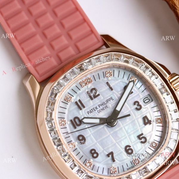 Super clone Patek Philippe Aquanaut Luce Rose Gold Diamond set watch 9015 Auto Movement (4)