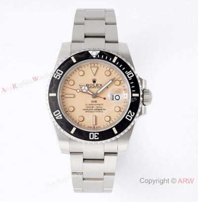 Swiss Copy Rolex DiW Submariner 'PARAKEET' Carbon Bezel 3135 watch Salmon Dial