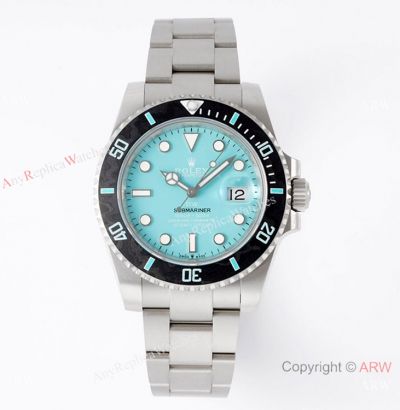 Swiss Copy Rolex DiW Submariner 'PARAKEET' Turquoise blue Carbon Bezel watch Cal.3135 Movement