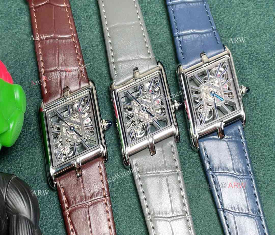 TW Factory Replica Cartier Tank Asymétrique Blue Leather Strap Watch (1)