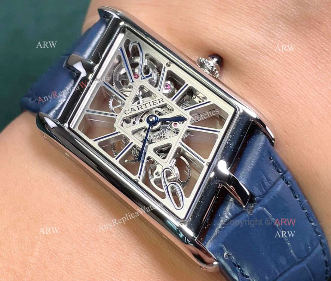 TW Factory Replica Cartier Tank Asymétrique Blue Leather Strap Watch (2)