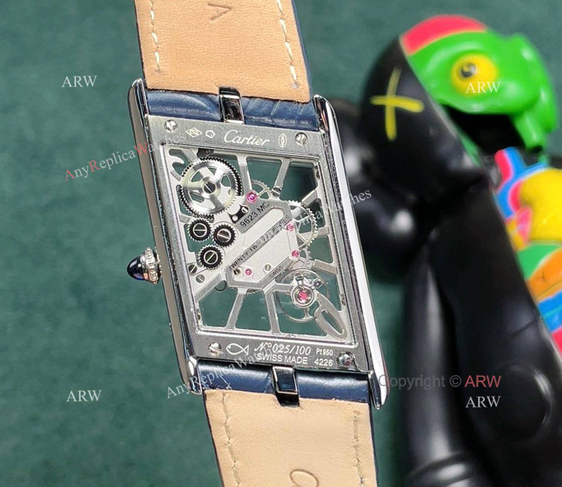 TW Factory Replica Cartier Tank Asymétrique Blue Leather Strap Watch (9)