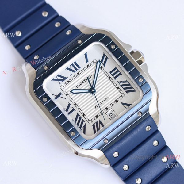 Replica Cartier Santos de Blue PVD 9015 Movement Anyreplicawatches
