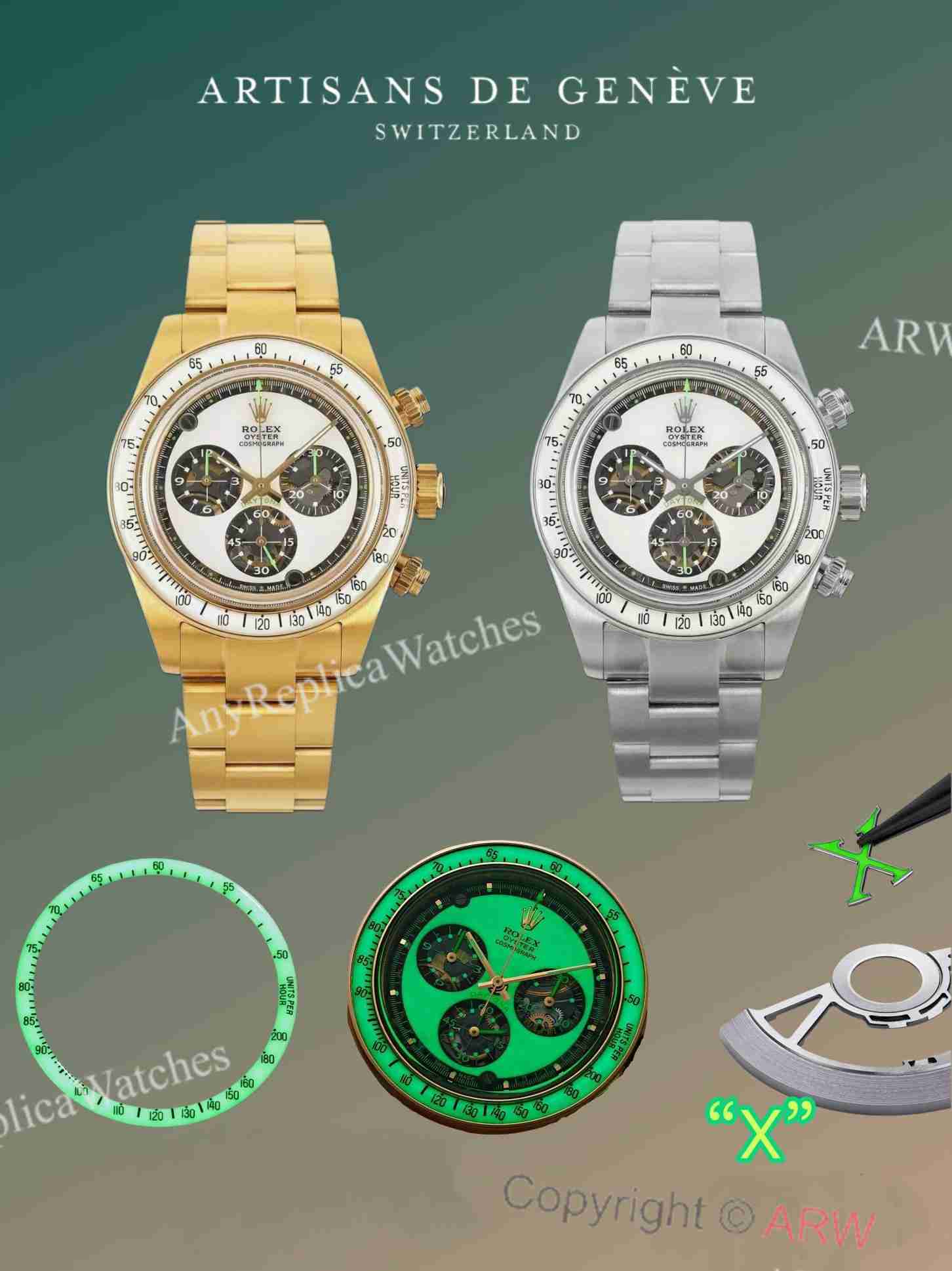 ADGF rolex neon daytona green lume 4130 watch (2)