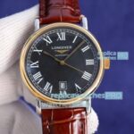 Replica Longines Black Dial Brown Leather Strap Men's Watch 39mm (1)