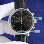Swiss 7750 IWC Portuguese Copy Watch Black Dial Arabic Markers Silver Bezel (2)