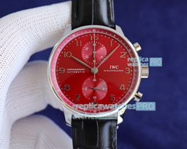 Swiss 7750 IWC Portuguese Copy Watch Black Dial Arabic Markers Silver Bezel (8)