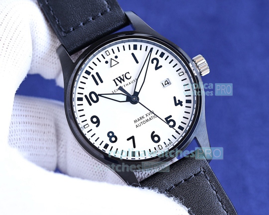 Swiss 9015 Replica IWC Pilot's Watch Mark XVII MKS White Dial Titanic Case 40mm (6)